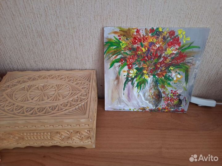 Картина маслом полевые цветы объемная живопись