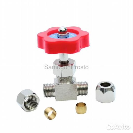 Кран игольчатый, 6 мм, латунь