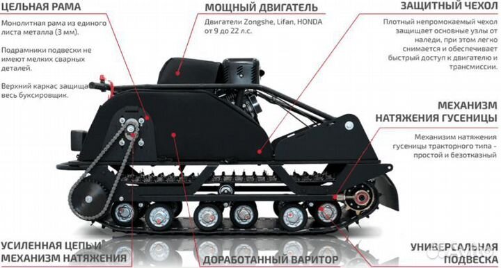 Мотобуксировщик норка 500 standart 20 л.с