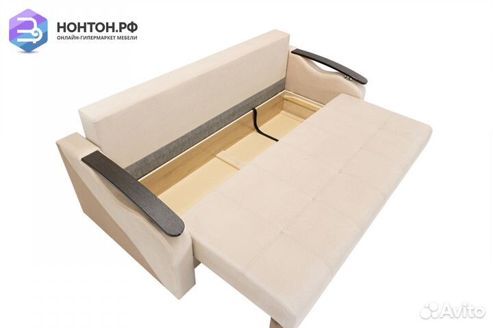 Диван еврокнижка Венеция бежевый / коричневый