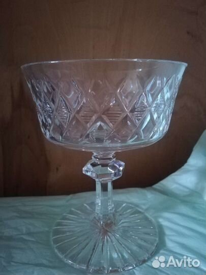 Ваза конфетница на ножке СССР, хрустальная