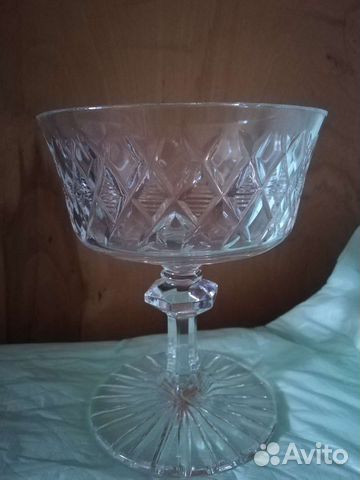 Ваза конфетница на ножке СССР, хрустальная