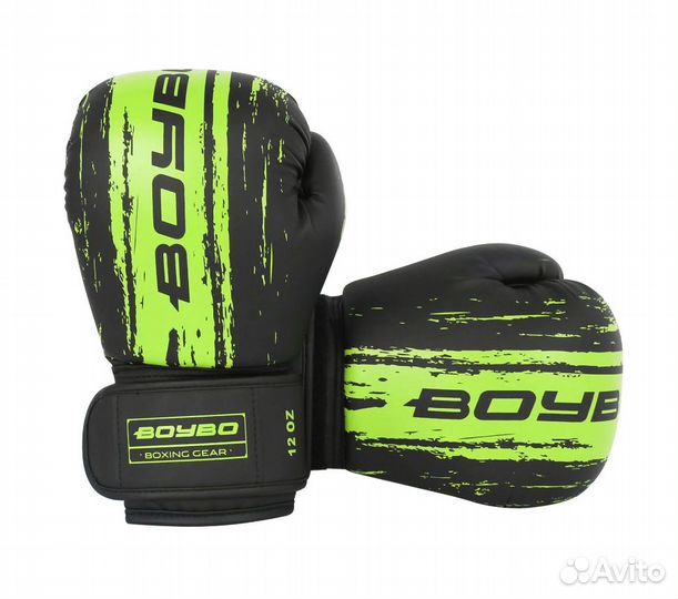 Перчатки для бокса BoyBo Stain зеленые (10 oz)