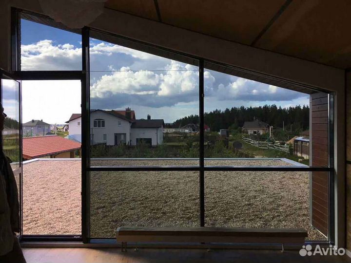 Ремонт окон, стеклопакет Двухкамерный RAL8055