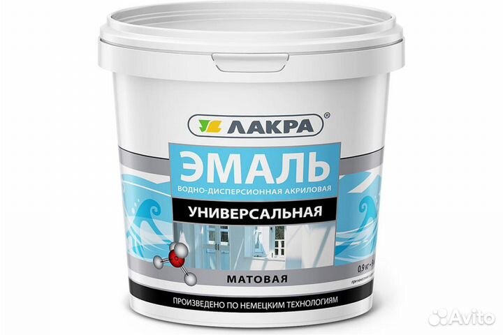 Универсальная акриловая эмаль Лакра белая, матовая