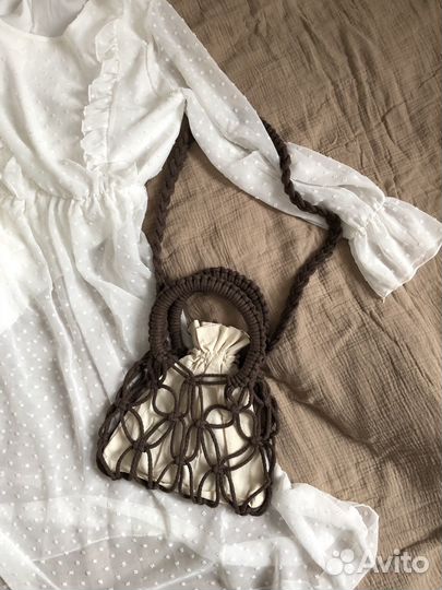 Мини сумка авоська макраме