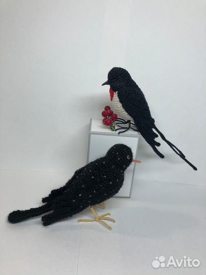 Вязаные игрушки птички Ласточка, Скворец