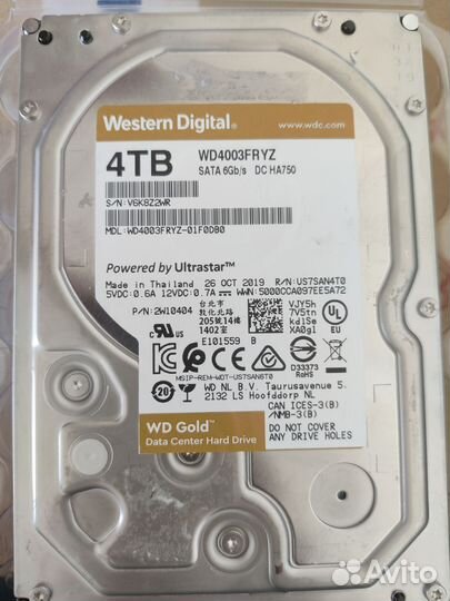 Жесткий диск WD Gold 4tb