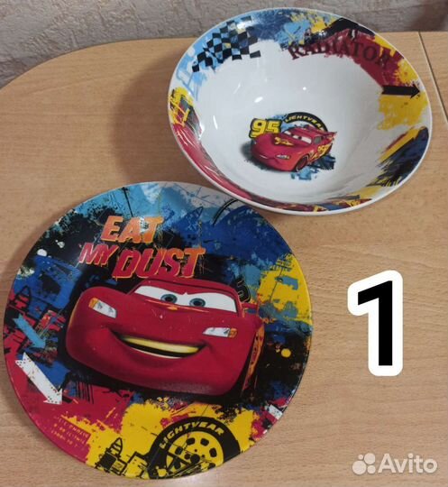 Два набора детской посуды Тачки. Тарелки Тачки