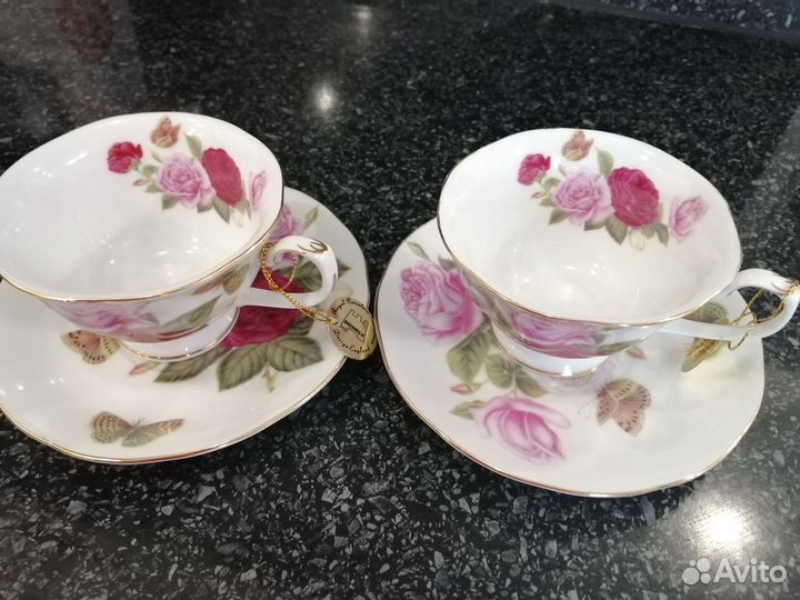 Чашка с блюдцем костяной фарфор