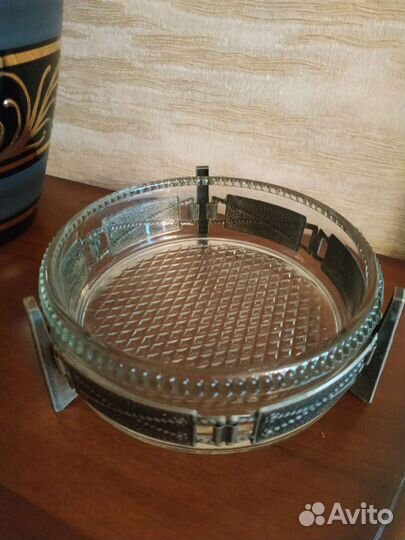 Конфетница СССР, стекло и металл