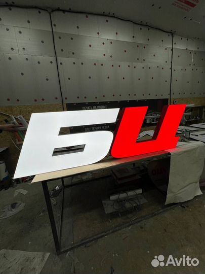 Яркие вывески. Буквы с подсветкой. Световые панели