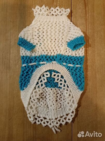 Летняя вязанная кофточка для собаки