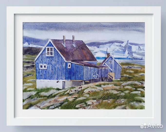 Картина, акварель. Гренландия