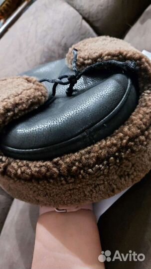 Кепка мужская кожа с мутоном