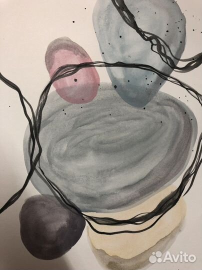 Рисунок акварелью, абстракция,картина