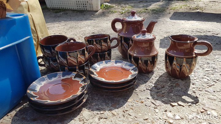 Кофейный глиняный сервиз