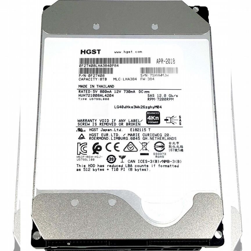 [HUH721008AL4204] Жесткий Диск Hgst 8tb Sas 3,5" Hdd Huh721008al4204