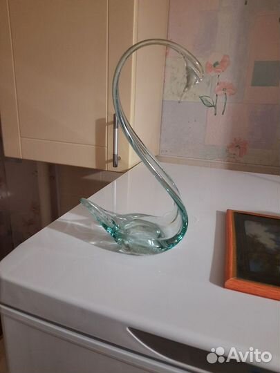 Статуэтка лебедь цветное стекло СССР пепельница