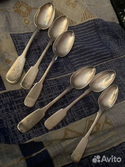 Ложки винтаж серебро 84 проба 1874 год 6 шт