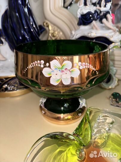 Конфетница Богемия зеленая bohemia