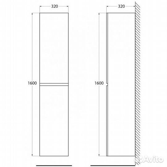 Пенал BelBagno albano-1600-2a-sc-ps-p