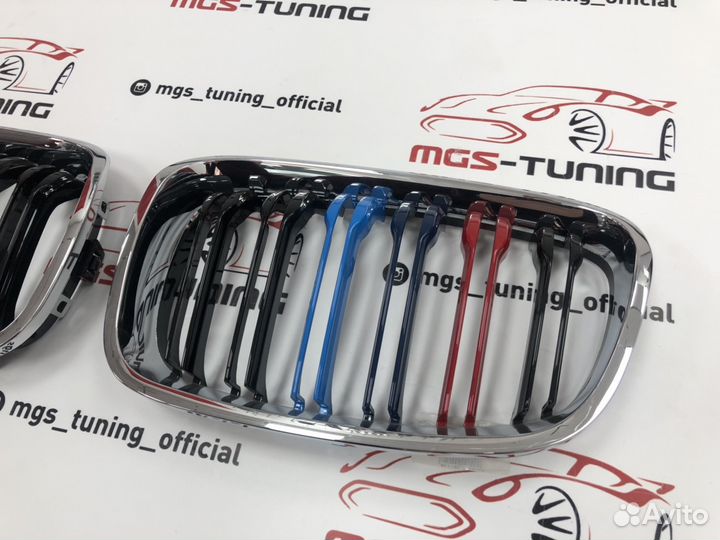 Решетка BMW 1 серии f20 11-15 гг. хром + триколор