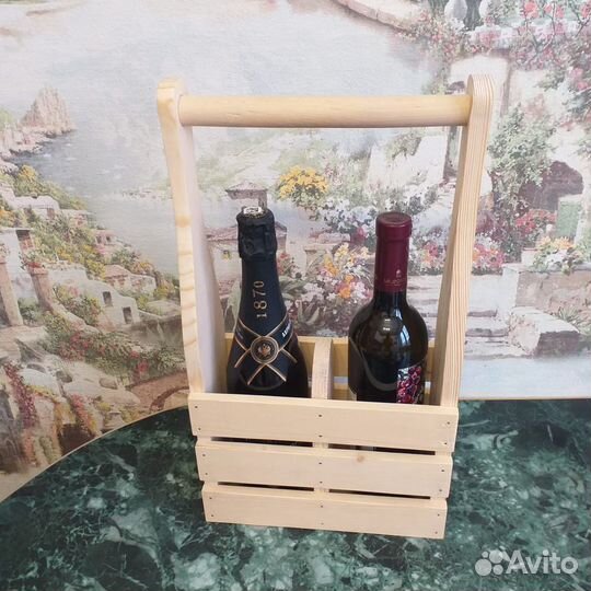 Подарочный ящик под бутылки. Массив сосны