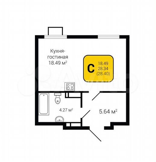 Квартира-студия, 28,4 м², 8/13 эт.