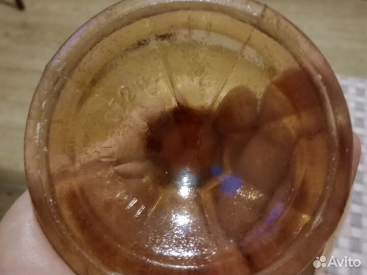 Ваза на ножке цветное стекло СССР