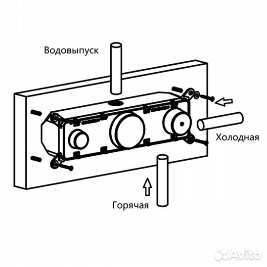 Встраиваемый смеситель для душа vscv-422TMB двухф