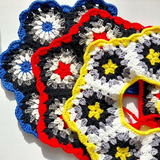 Съемный воротничок кроше(бабушкин квадрат)