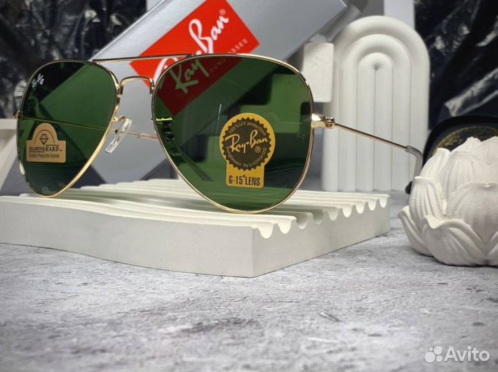 Очки Ray Ban Aviator золотые