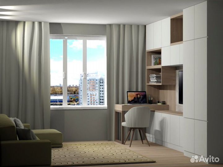 Стенка в гостиную белая с шкафом на заказ