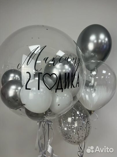 Воздушные и гелиевые шары в цвете серебро