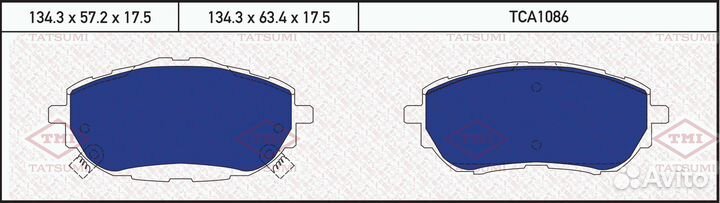 Колодки тормозные tatsumi TCA1086 toyota Auris/Cor