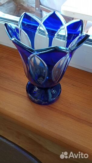 Вазы цветное стекло кобальт СССР