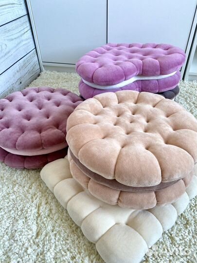 Подушка-печенье круглое двойное кремом