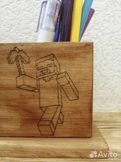 Карандашница деревянная в стиле Minecraft