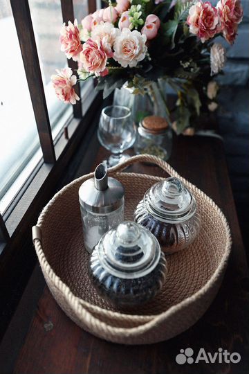 Декоративный поднос/корзинка из джута