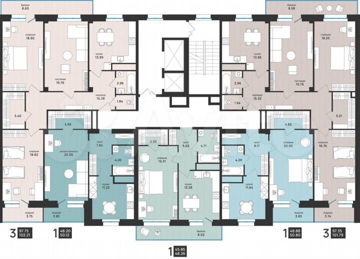 3-к. квартира, 102,2 м², 12/15 эт.