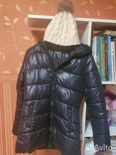 Пуховик куртка для девочки Benetton +шапка Global