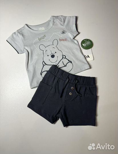 Футболка и шорты для мальчика C&A размер 56 и 62
