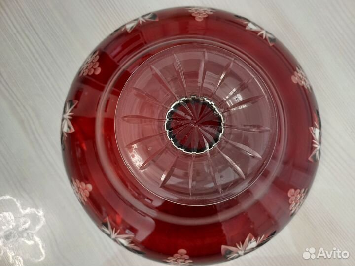 Ваза для фруктов Виноград, цветной хрусталь