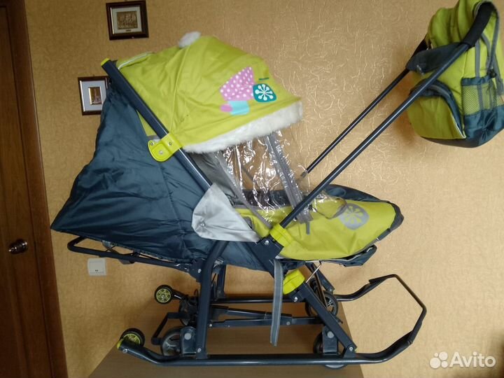 Детские санки коляска бу, один год