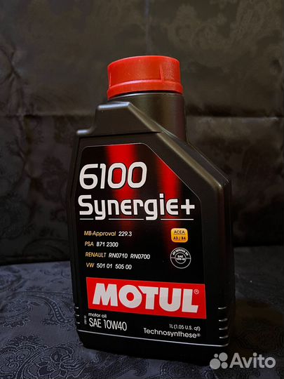 Моторное масло motul 6100 synergie+ 10W-40 RU 1л