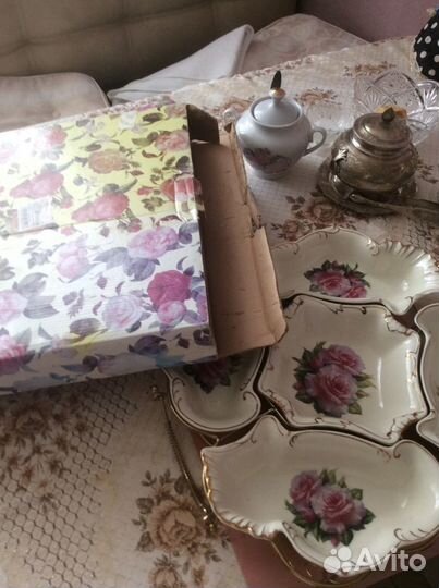 Менажница, блюдца лфз, чешские фарфоровые тарелки