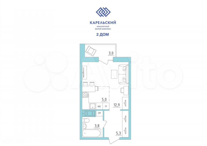 1-к. квартира, 30 м², 17/24 эт.