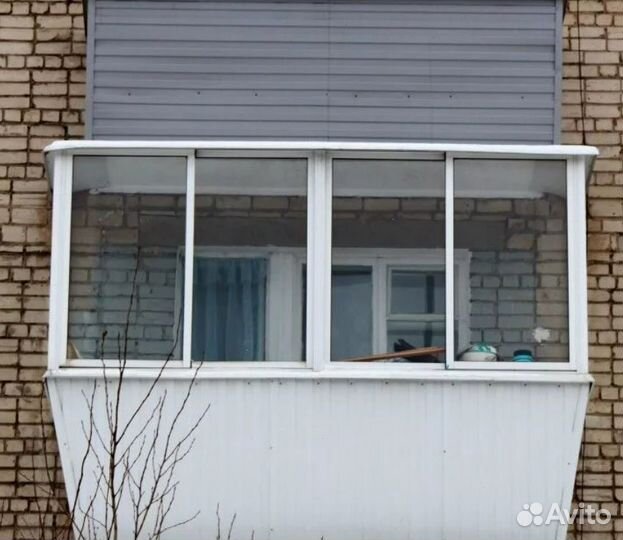 Остекление балкона 3200 на 1420 алюминиевое