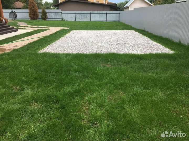 Отсыпка участка. Рулонный газон под ключ. Дренаж